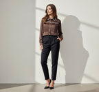 Chemise fluide à franges avec col orné de strass décoratives